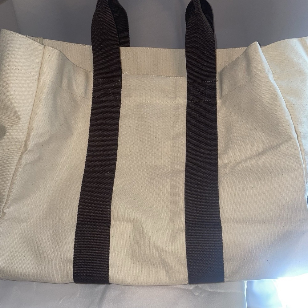 Le Bar Marche NWOT La Plage Double Handle Beach Pool Travel Packable Tote White - Picture 6 of 12